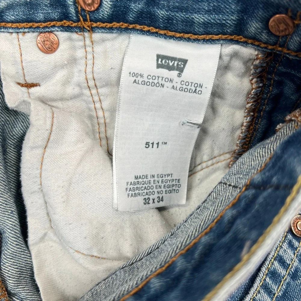 Levi's 511 Slim Fit Jeans Mens 30x31 Blue Medium Wash Denim Distressed